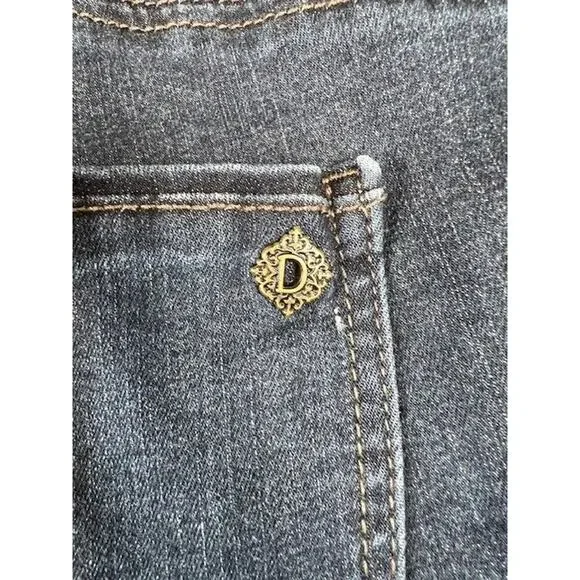 Democracy Jeans Womens 14 Ab Solution Straight Embellished Cuffs Dark Wash Blue - Picture 6 of 9